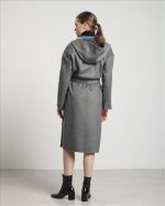 HOODED BELTED LONG COAT - Image 9
