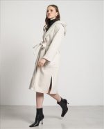 HOODED BELTED LONG COAT - Image 10