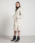 HOODED BELTED LONG COAT - Image 11