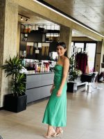 MIDI DRESS SATIN STRAPLESS - Image 9
