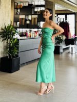 MIDI DRESS SATIN STRAPLESS - Image 12
