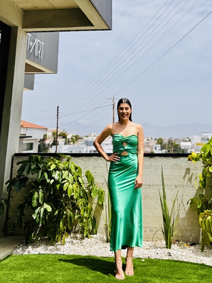 MIDI DRESS SATIN STRAPLESS