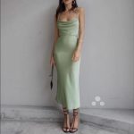 DRESS SATIN MIDI DRAPE - Image 10