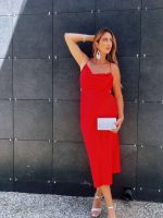 DRESS SATIN MIDI DRAPE - Image 13