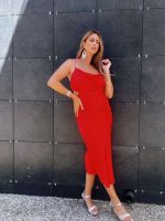 DRESS SATIN MIDI DRAPE - Image 14