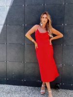 DRESS SATIN MIDI DRAPE - Image 15