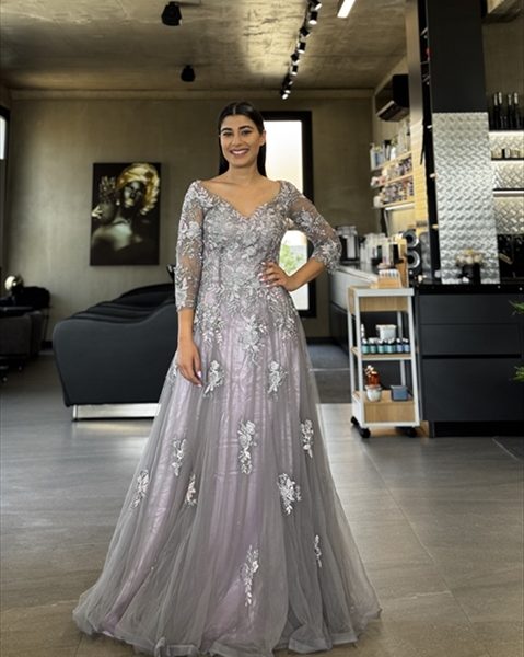 MAXI TULLE DRESS 3D FLOWER