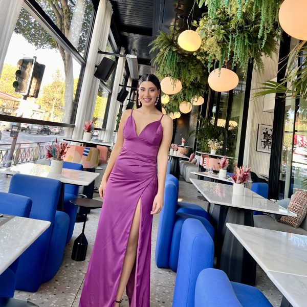 MAXI SATIN RUCHED DRESS