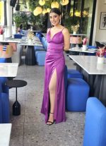 MAXI SATIN RUCHED DRESS - Image 2