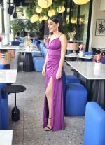 MAXI SATIN RUCHED DRESS - Image 4