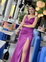 MAXI SATIN RUCHED DRESS - Image 6