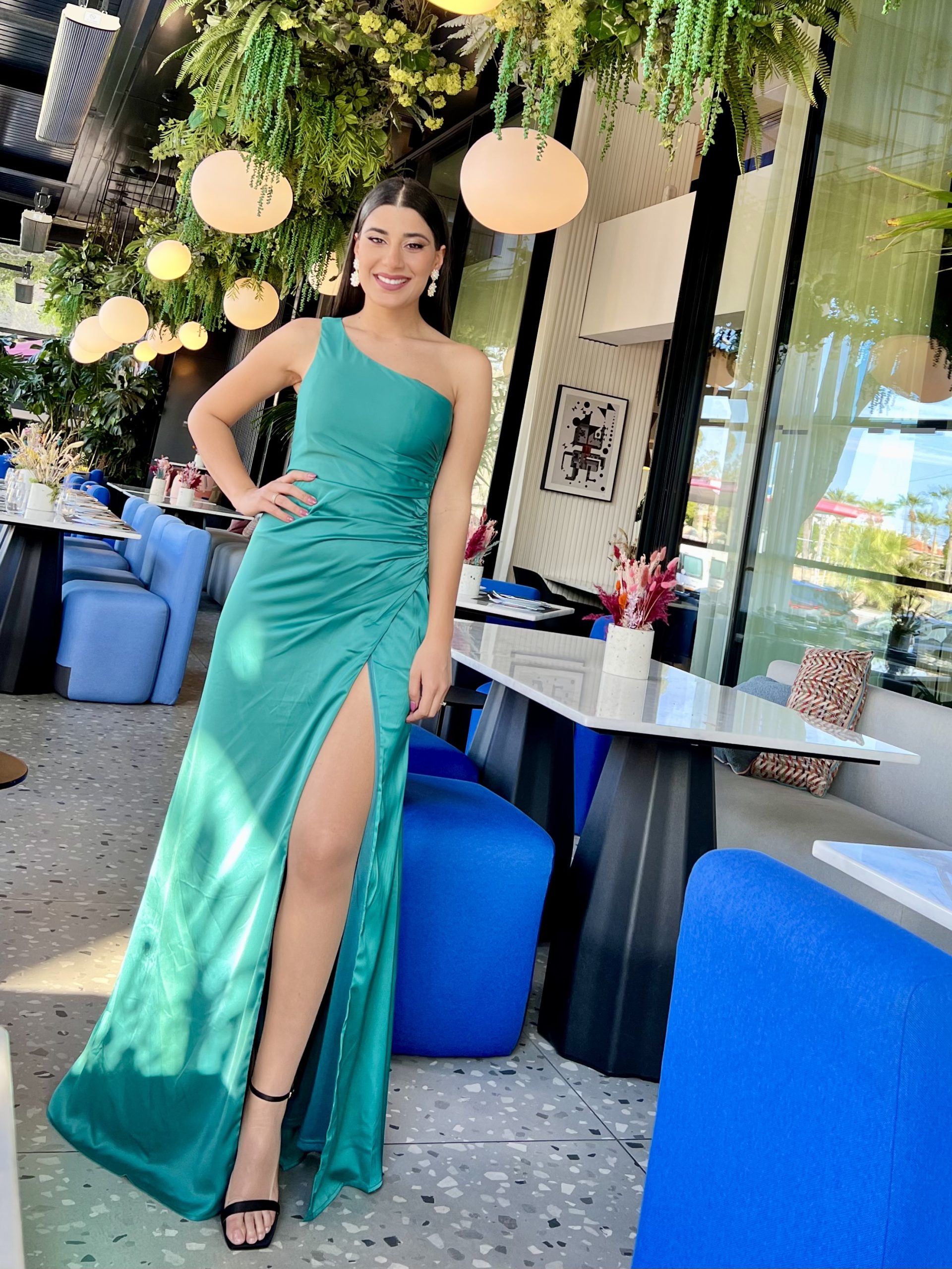 DP4124S.jpg MAXI SATIN DRESS ONE SHOULDER - Image 1