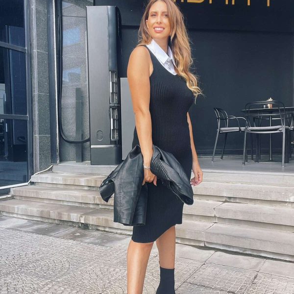 MIDI KNITTED RIBBED DRESS