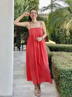 DRESS MAXI LINEN CUT WORK