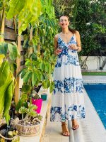 MAXI DRESS PRINTED CUT WORK DETAIL
