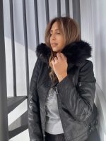 HOODIE ECO LEATHER JACKET - Image 2
