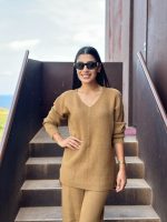 KNITTED RIBBED V NECK - Image 5
