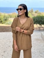 KNITTED RIBBED V NECK - Image 6