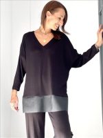 BLOUSE V NECK ECO LEATHER DETAIL - Image 3