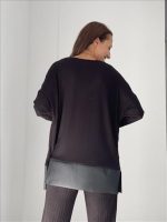 BLOUSE V NECK ECO LEATHER DETAIL - Image 4