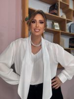 BLOUSE V TIE NECK - Image 5