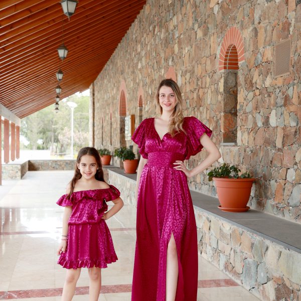 DRESS MAXI SATIN SIDE SPLIT OFF