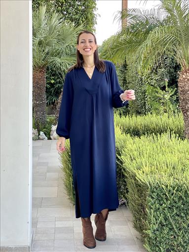 DRESS LONG V NECK