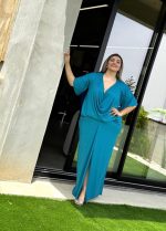 MAXI DRAPED JERSEY DRESS - Image 12