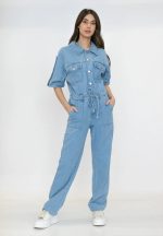 JUMPSUIT JEAN SHORT SLEEVE