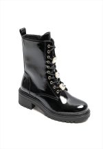 LACE UP PATENT BOOTS