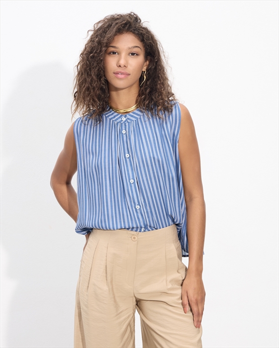 59059.jpg SHIRT STRIPES MAO NECK - Image 1