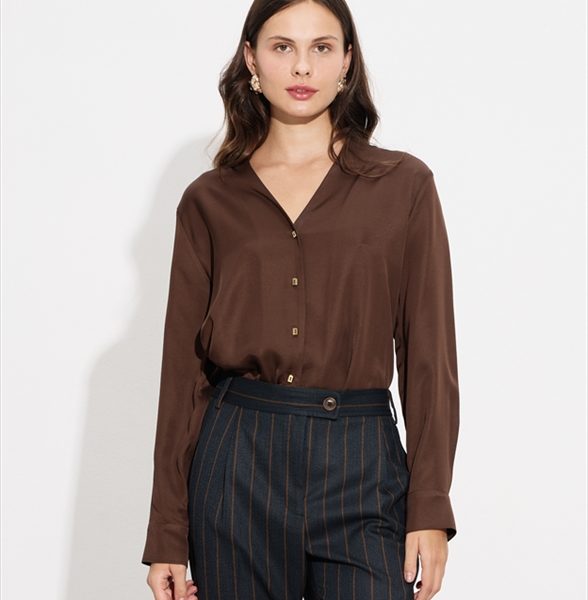 SHIRT SATIN V NECK