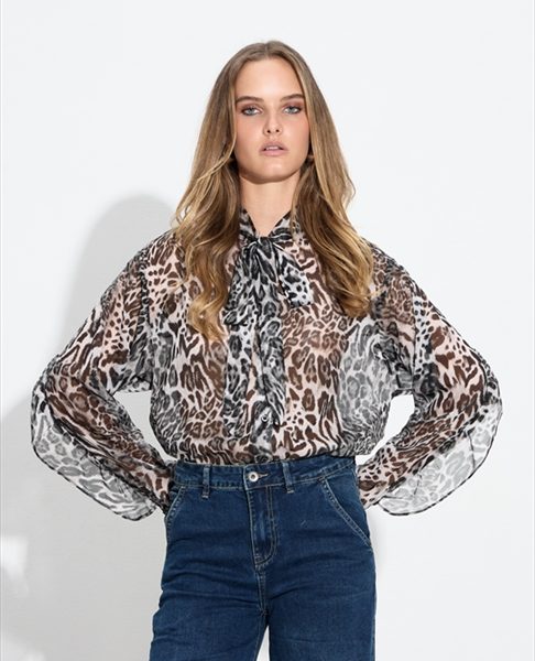 SHIRT CHIFFON ANIMAL PRINT