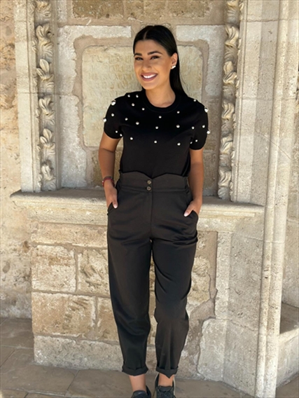 TROUSER COTTON HIGH WAIST