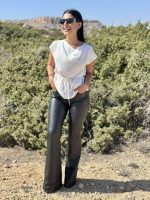 TROUSER ECO LEATHER FLARED LEG