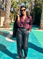 TROUSER ECO LEATHER WIDE LEG