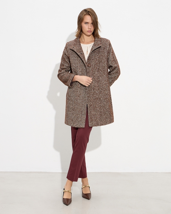 90018A.jpg COAT HERRINGBONE BLEND BOUCLE - Image 1