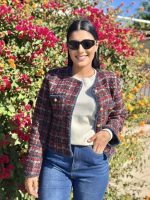 CROP TWEED CHECKERED JACKET