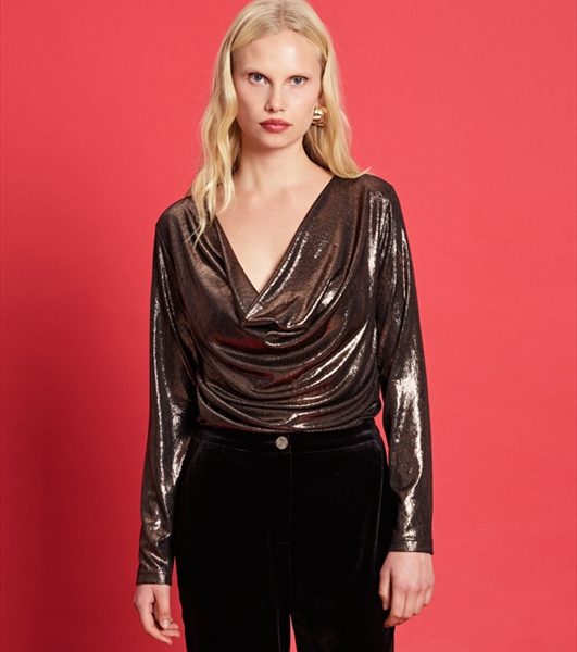 BLOUSE METALLIC DRAPED