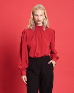 BLOUSE CREPE HIGH NECK