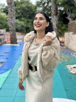 ELASTIC FAUX FUR JACKET