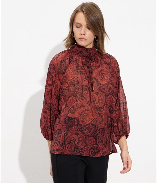 BLOUSE PRINTED MOCK NECK
