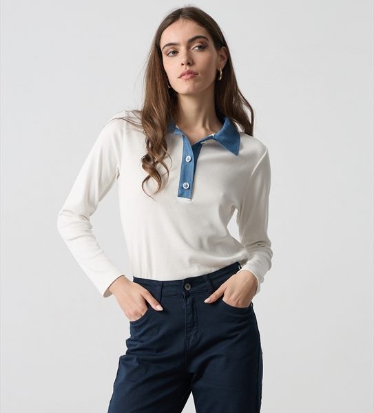 BLOUSE DENIM CONTRAST