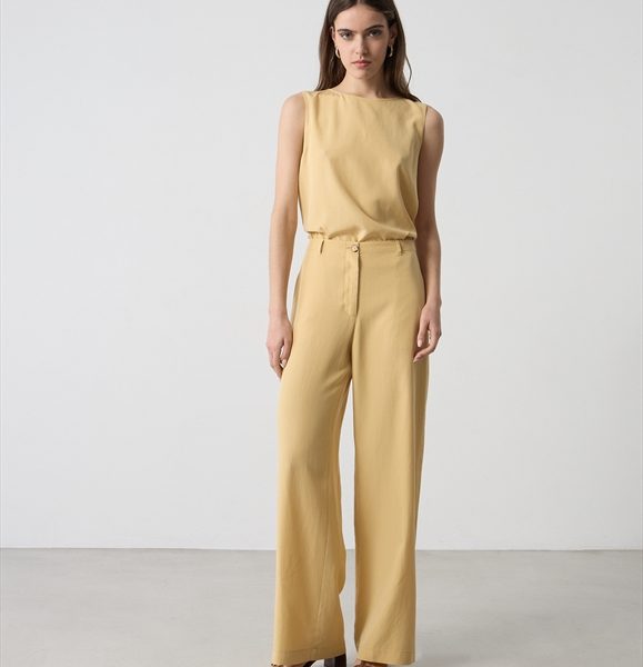 TROUSER WIDE LEG TENCEL LINEN