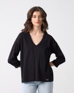 T-SHIRT COTTON V NECK - Image 2
