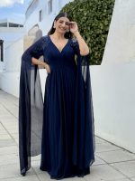MAXI CHIFFON LACE SHOULDER
