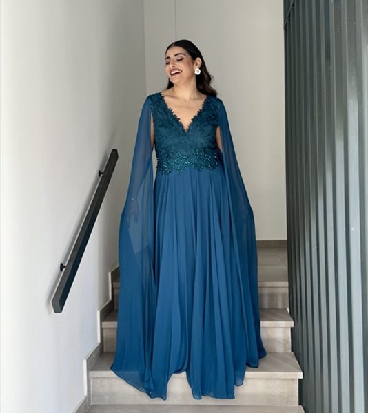 MAXI CHIFFON DRESS LACE BUSTIER