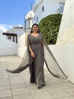 MAXI DRESS LUREX CAPE SLEEVE - Image 3