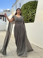 MAXI DRESS LUREX CAPE SLEEVE - Image 7