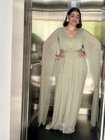 MAXI DRESS LUREX CAPE SLEEVE - Image 11